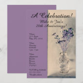 Invitation Fleurs Violettes Artistiques dans un Va (Devant / Derrière)