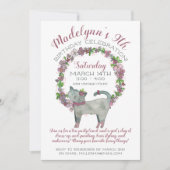 Invitation Fleurs violettes avec chats mignons Anniversaire (Devant)