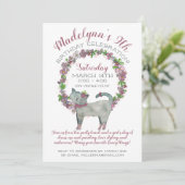 Invitation Fleurs violettes avec chats mignons Anniversaire (Debout devant)