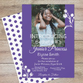 Invitation Fleurs violettes, blanches et princesse Pois