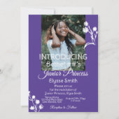 Invitation Fleurs violettes, blanches et princesse Pois (Devant)