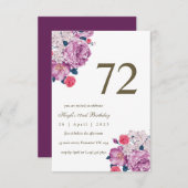 Invitation Fleurs violettes, botanique chic simple 72e annive (Devant / Derrière)