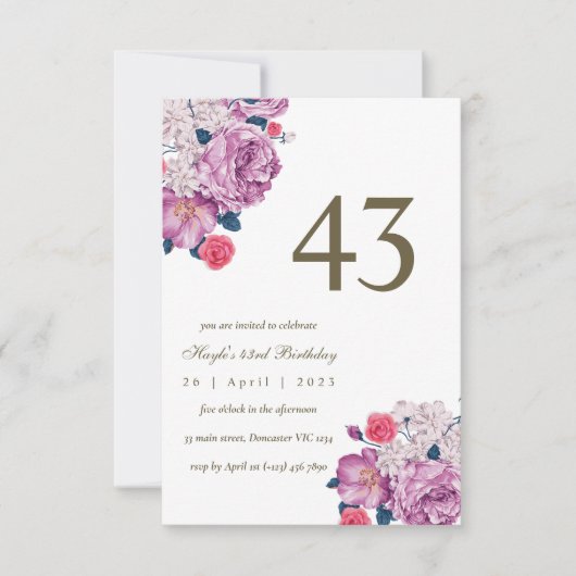 Invitation Fleurs violettes, botanique, simple et chic pour 4 (Devant)