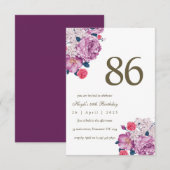 Invitation Fleurs violettes, botanique, simple et chic pour 8 (Devant / Derrière)