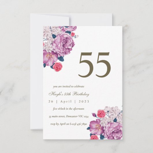 Invitation Fleurs violettes, botanique, simple et chic pour u (Devant)