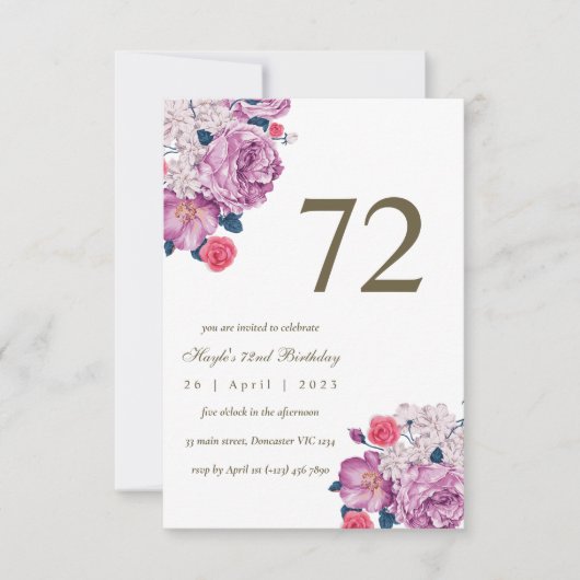 Invitation Fleurs violettes, botanique, simple et chic pour u (Devant)
