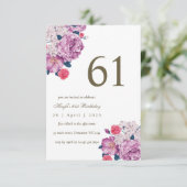 Invitation Fleurs violettes botaniques simple chic 61e annive (Debout devant)