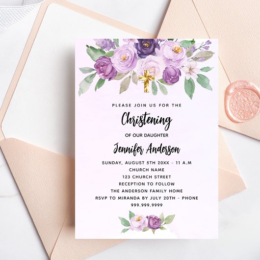 Invitation Fleurs violettes de charme verdure croisent luxe