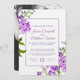 Invitation Fleurs violettes de Delphinium changement de maria