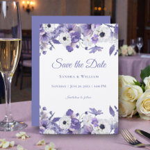 Fleurs Violettes de Mariage à l'Aquarelle Enregist