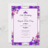 Invitation Fleurs Violettes Début 18e Anniversaire (Devant)