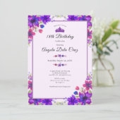 Invitation Fleurs Violettes Début 18e Anniversaire (Debout devant)