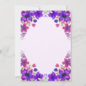 Invitation Fleurs Violettes Début 18e Anniversaire (Dos)