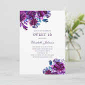 Invitation Fleurs violettes Douces 16. Anniversaire floral vi (Debout devant)
