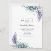 Invitation Fleurs violettes Douces 16. Lavande 16e anniversai (Devant)