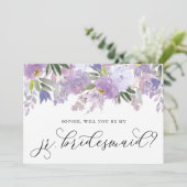 Invitation Fleurs Violettes Dusty Serez-Vous Ma Femme D'Accue (Debout devant)