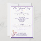 Invitation Fleurs violettes Élégant Mariage blanc (Dos)