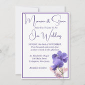 Invitation Fleurs violettes Élégant Mariage blanc (Devant)