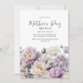Invitation Fleurs violettes élégantes Brunch Fête des Mères (Devant)