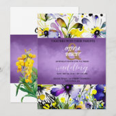 Invitation Fleurs violettes élégantes et joyeuses (Devant / Derrière)