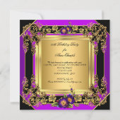Invitation Fleurs violettes élégantes Gold Black Anniversaire (Dos)