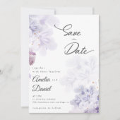 Invitation Fleurs violettes élégantes mariage Save the Date (Devant)