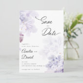 Invitation Fleurs violettes élégantes mariage Save the Date (Debout devant)