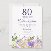 Invitation Fleurs violettes et blanches 80e anniversaire Invi (Devant)