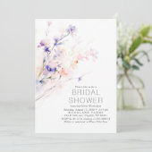 Invitation Fleurs violettes et bleues douces Fête des mariées (Debout devant)