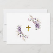 Invitation Fleurs violettes et cadre d'or Photo fille Dedicat (Dos)