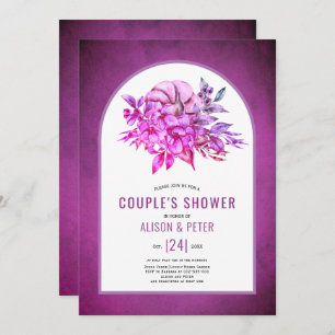 Invitation Fleurs violettes et citrouille chute douche