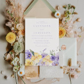 Invitation Fleurs violettes et jaunes Été Printemps Mariage