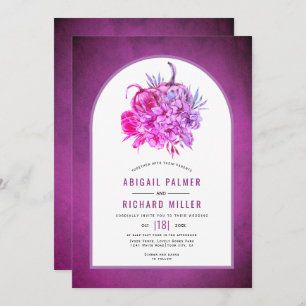 Invitation Fleurs violettes et mariage de automne citrouille