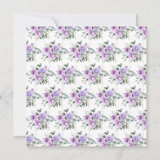 Invitation Fleurs violettes et Mariage Feuille d'Eucalyptus (Dos)