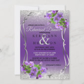 Invitation Fleurs violettes et Parties scintillant d'argent - (Devant)