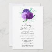 Invitation Fleurs violettes et vertes pour une douche de mari (Devant)