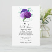 Invitation Fleurs violettes et vertes pour une douche de mari (Debout devant)