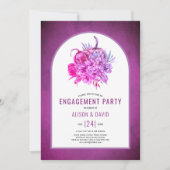 Invitation Fleurs violettes, fête de fiançailles mariage citr (Devant)