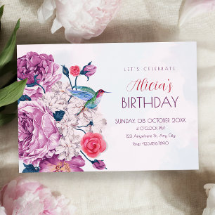 Invitation Fleurs violettes fleurissent anniversaire