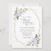 Invitation Fleurs violettes, Fleurs blanches, Boho, Mariage (Devant)