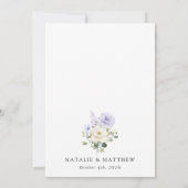 Invitation Fleurs violettes, Fleurs blanches, Boho, Mariage (Dos)