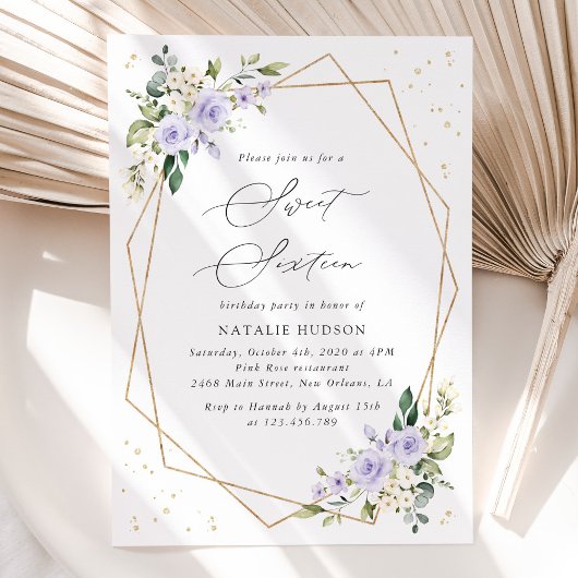 Invitation Fleurs violettes, Fleurs blanches, Verdure, Doux 1