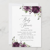 Invitation Fleurs violettes, Fleurs de prunes, Boho, Baby sho (Devant)
