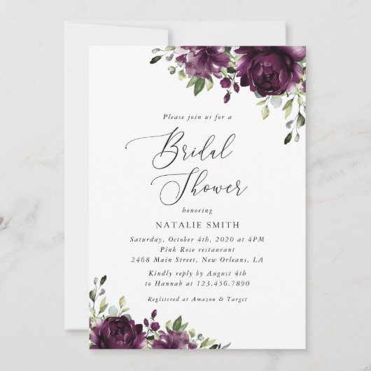 Invitation Fleurs violettes, Fleurs de prunes, Boho, Fête des (Devant)