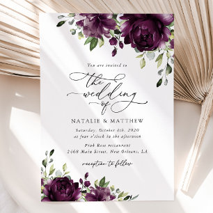 Invitation Fleurs violettes, Fleurs de prunes, Boho, Mariage