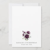 Invitation Fleurs violettes, fleurs de prunier, Boho, Anniver (Dos)