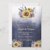 Invitation Fleurs violettes Fleurs de soleil Ombre Blue Retir (Devant)