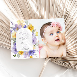 Invitation Fleurs violettes, Fleurs jaunes, Bohème, Confirmat