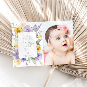 Invitation Fleurs violettes, Fleurs jaunes, Bohème, Confirmat