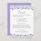 Invitation Fleurs Violettes Florales Détails Directions Maria (Devant / Derrière)